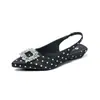 Nuevo modelo de verano deslumbrantes zapatos de pedrería 2026, adecuados para combinar con faldas, lunares, transfronterizos, punta fina, adelgazantes, elegantes, sandalias de punta cerrada
