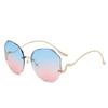Gafas de Sol Sin Marco Estilo Douyin Moda Recortada Gafas para Mujer Moda Tendencia Gafas para Conducir Viaje 9010