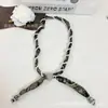 Nuevo Collar de Bufanda de Seda con Cuentas para Mujer, Cadena de Suéter Retro de Lunares y Cachemir, Bufanda Pequeña Fina de Moda Artística Versátil