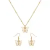 Amazon Transfronterizo Moda Nueva Dulce Juego de Pendientes y Collar de Mariposa de Acrílico 9 Colores Joyería Dopamina para Mujer