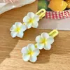 Pinza para el Pelo con Flequillo Colgante de Flor de Plumeria, Pinza de Garra Floral, Accesorio para el Cabello Atmosférico para Tomar Fotos, Goma Elástica de Alta Elasticidad para Mujer