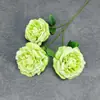 Flor Artificial de Lichi Rosa de 3 Cabezas para Decoración de Salón de Bodas, Arreglo para el Hogar, Rosa Serigrafiada, Adorno de Flores Artificiales Transfronterizo al por Mayor