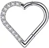 Anillo de nariz y pendientes de corazón de acero inoxidable con diamantes, aro cerrado de cartílago 16G, joyería de piercing estilo europeo y americano al por mayor