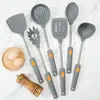 Espátula de silicona de acero inoxidable 304 para sartén antiadherente, espátula para cocinar, cuchara para sopa, resistente a altas temperaturas, juego de cocina para el hogar que no daña la sartén