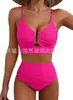 Nuevo Estilo Ruso Europeo y Americano Comercio Exterior Transfronterizo Amazon Tela Especial Bikini Dividido Traje de Baño de Cintura Alta para Mujeres