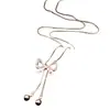 Collar con Colgante Ajustable de Lazo de Zirconia, Exquisito y Versátil, Cadena para Suéter de Estilo Lujo Ligero, Joyería de Nicho de Diseñador para Mujeres