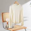 Suéter de punto base para mujer, cuello redondo, cintura plisada, tacto delicado y agradable a la piel, mezcla de lana de ácido acético, nuevo jersey de manga larga