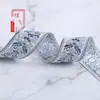 3cm Fita Jacquard de Seda Dourada e Prateada Acessórios Pontilhados Roupas Decoração de Casa DIY