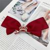 S16 pasador de lazo tridimensional linda dulce corona de diamantes accesorios para el cabello de niña cinta de pelo clip de pelo rojo festivo Año Nuevo Chino