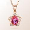 Colgante de turmalina roja sintética de 1 quilate, chapado en oro rosa de 18 quilates, estilo europeo y americano, para mujer.