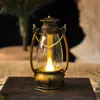 Lanterna mini retrô LED lâmpada de vela eletrônica luz noturna portátil lâmpada de querosene criativa ornamentos de lanterna de vento decorativos