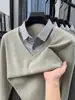 Suéter Dos en Uno Estilo Old Money para Hombre, Nuevo Otoño/Invierno Casual de Negocios Cálido Camisa de Punto Pulóver