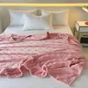 Manta de Franela Transfronteriza, Manta de Jacquard de Tafetán de Color Sólido, Manta Multifuncional para Siesta en la Oficina