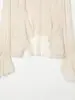 Top de manga larga con cuello redondo semitransparente, estilo europeo y americano en capas para mujer marca Z, popular en Aliexpress, Decoración de moda transfronteriza, Color albaricoque Za