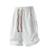 Shorts Masculino 2026 Novo Verão Retrô Americano Tie-Dye Esportivo Solto Casual Comprimento no Joelho Moderno Branco Rosa