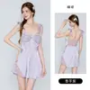 Precioso camisón seductor de satén y encaje escotado con busto acolchado, malla con volantes y un camisón, ropa de estar por casa talla grande 3944