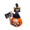 Gato Negro Inflable de Halloween de Pie sobre una Calabaza, Decoración Inflable Hecha de Poliéster 210t con Iluminación LED, Modelo Inflable Personalizado