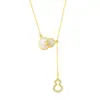 Rueda de la Fortuna S925 Jade Hetian Colgante Doble Calabaza para Mujer Diseño Simple de Nicho Cadena para Clavícula