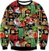 Novas Blusas de Moletom Redondas para Outono e Inverno de Natal Masculinas e Femininas Amazon Transfronteiriças com Estampa 3D Casuais Largas com Forro de Lã para Homens