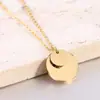 Venta Caliente Transfronteriza Europea y Americana Oro de 18K 18mm10mm Colgante Redondo Collar Simple de Acero Inoxidable Cadena para Clavícula Venta al por Mayor para Mujeres
