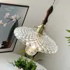 Lámpara de araña vintage estilo francés para mesita de noche de dormitorio, recargable y sin cables, sensor de entrada de barra retro, lámpara de araña de cristal de flor
