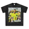Camiseta de Manga Corta Estilo Americano Retro Marca Trendy Versátil Estampada Ronaldo Sudadera Pesada de Cuello Redondo con Capucha
