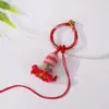 8cm Nudo de Diamante Colorido Borla Corta Estilo Antiguo Hanfu Accesorio Colgante DIY Hecho a Mano Tejido Bolsita Colgante de Abanico