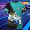 Camiseta de Verano Nueva y Popular Calavera de Bolos Impresión Completa 3D Unisex Deportiva Casual Transpirable Camiseta Superior