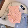 Camisola Chaleco Pequeño Estilo Hong Kong Único y Elegante para Mujer Verano Rosa Brillante Base Interior Sin Mangas Tejido Superior para Mujer