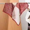 Pañuelo pequeño cuadrado de algodón y lino con estampado de espiga estilo "old money", pañuelo para la cabeza tipo terciopelo sedoso, chal protector solar para el cuello para mujer