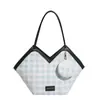 Design de Nicho Fita Xadrez Grande Capacidade Bolsa para Trabalho e Deslocamento Feminina 2025 Nova Bolsa Tote Versátil de Ombro