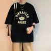 Venta Relámpago: Camiseta Casual de Manga Corta Estilo Americano Verano Versátil Holgada Estampado en Inglés Marca de Tendencia Cuello Redondo