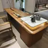 Conjunto de Mesa de Chá e Cadeiras Estilo Dinastia Song em Madeira de Freixo Branco e Noz Preta Moderno Zen para Sala de Estar Escritório Mesa para Preparo de Chá