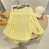 Camiseta Branca com Proteção Solar Manga Longa Feminina Verão Leve Transparente Gola Redonda Versátil Solta Cor Sólida Base Camisa de Ar Condicionado