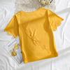Ropa de Mujer Talla Grande Transfronteriza Recorte de Flor Quemada Espalda Asimétrica Cruzada Camiseta Casual de Manga Corta Top F200507