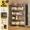 Armário de armazenamento de chão para cozinha e sala de jantar com porta, armário de armazenamento com porta, micro-ondas, forno, panela, armário de armazenamento de função multicamada, prateleira