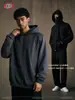 Ropa de Hombre Otoño e Invierno Estilo Callejero Americano Montaña Tendencia Sudadera con Capucha de Terciopelo Empalmado Chaqueta Cardigan con Cremallera Resistente al Viento para Hombre