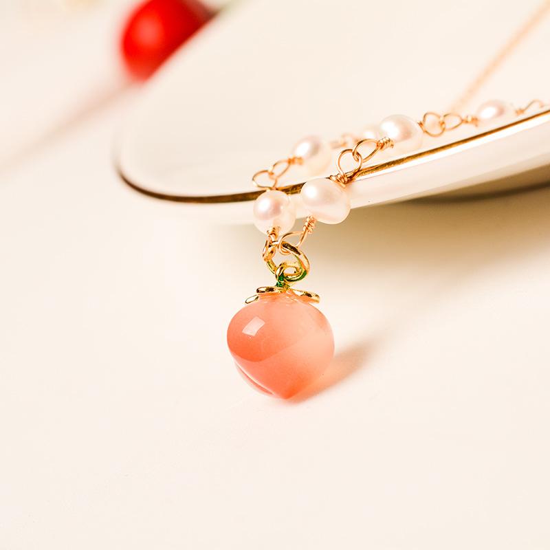 2022夏季新款玛瑙水蜜桃项链女ins小众感