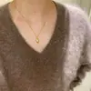 Popular Collar de Concha de Zirconia Dorada de Xiaohongshu para Mujer, Cadena para Clavícula Versátil de Lujo Ligero de Nicho Tendencia