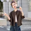 Jaqueta de couro genuíno Haining para mulheres, nova moda primavera/outono 2026, elegante e estilosa, comprimento curto, jaqueta de pele de carneiro de alta qualidade