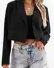 Chaqueta Blazer Corta para Mujer Casual de Negocios Abierta por Delante Manga Larga Traje Chaqueta Silueta de Moda Traje de Oficina