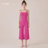 Conjunto de Yoga Chuandun con Correa Ajustable para Mujer, Espalda Bonita, Secado Rápido, para Correr, Fitness, Conjunto de Pantalones Cropped de Pierna Ancha de Cintura Alta para Mujer