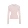 Fotos Reais de Moda Feminina para Exportação - Estilo Hot Girl Camiseta Curta Slim-Fit com Mangas Longas, Gola Redonda e Design Justo