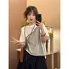 Camiseta Fashionável de Manga Curta Estilo Europeu com Gola Redonda, Falsa Peça Dupla, Plissada, Emagrecedora, Nova Moda Verão 2026 para Mulheres Tendência