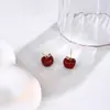 Atmósfera de Nochebuena de Halloween Pendientes de Manzana Roja Pendientes de Moda y Elegantes con Agujas de Plata 925 Sensación de Alta Gama