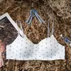 Sujetador Push-Up para Mujer con Lunares, Escote Bajo, Tirantes Finos, Copas Redondas, Sin Costuras, Espalda Bonita, Pedrería Brillante, Cuello Halter, Ropa Interior Invisible para Pechos Pequeños