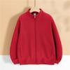 Cardigan com forro de lã pérola e zíper, suéter de gola vertical, marca de moda, jaqueta de lã polar, roupa de grupo masculina e feminina, impressão de LOGO