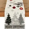 Camino de mesa navideño nuevo transfronterizo de Amazon, directo del fabricante, camino de mesa y mantel con estampado de árbol de Navidad de invierno y copo de nieve
