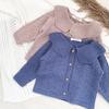 Suéter cárdigan hueco con cuello de loto para niña, suéter grueso de lana, abrigo de otoño e invierno, para niña