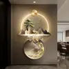 Pintura Decorativa de Entrada de Luxo Leve e de Alto Padrão Nove Peixes Mural com Luz LED Água Corrente Traz Riqueza para o Corredor Corredor Pintura de Parede Pendurada